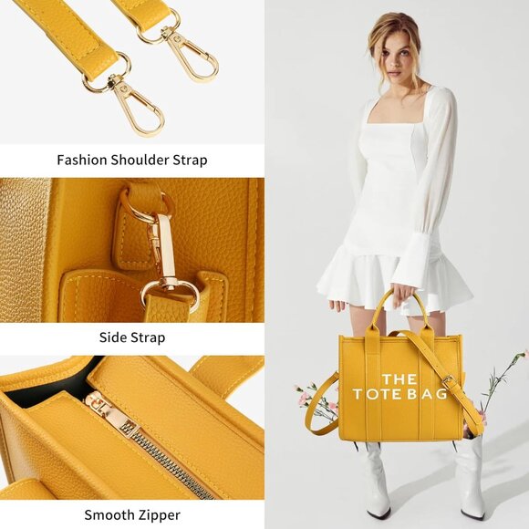 The Tote Bag for Women, Leather Yellow #782 - Picture 6 of 13